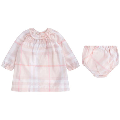 Baby Girls Pink Check Amandine Dress With Knickers