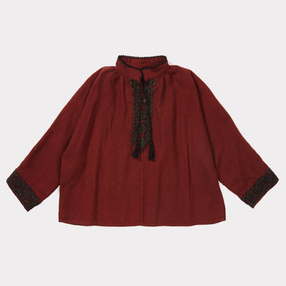 Girls Wine Red Cotton Blouse