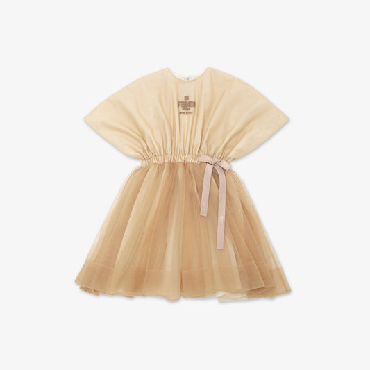女童米色Logo连衣裙