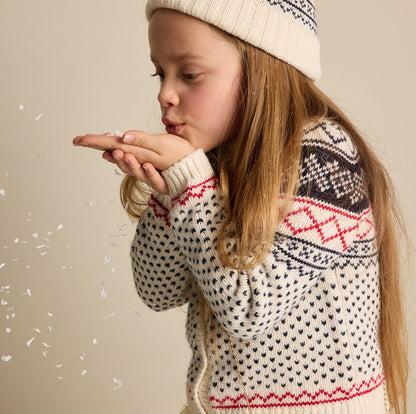 女童藏蓝色提花开衫