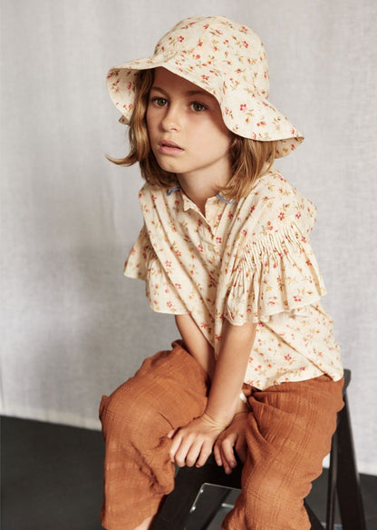 Girls Pink Cotton Woven Hat