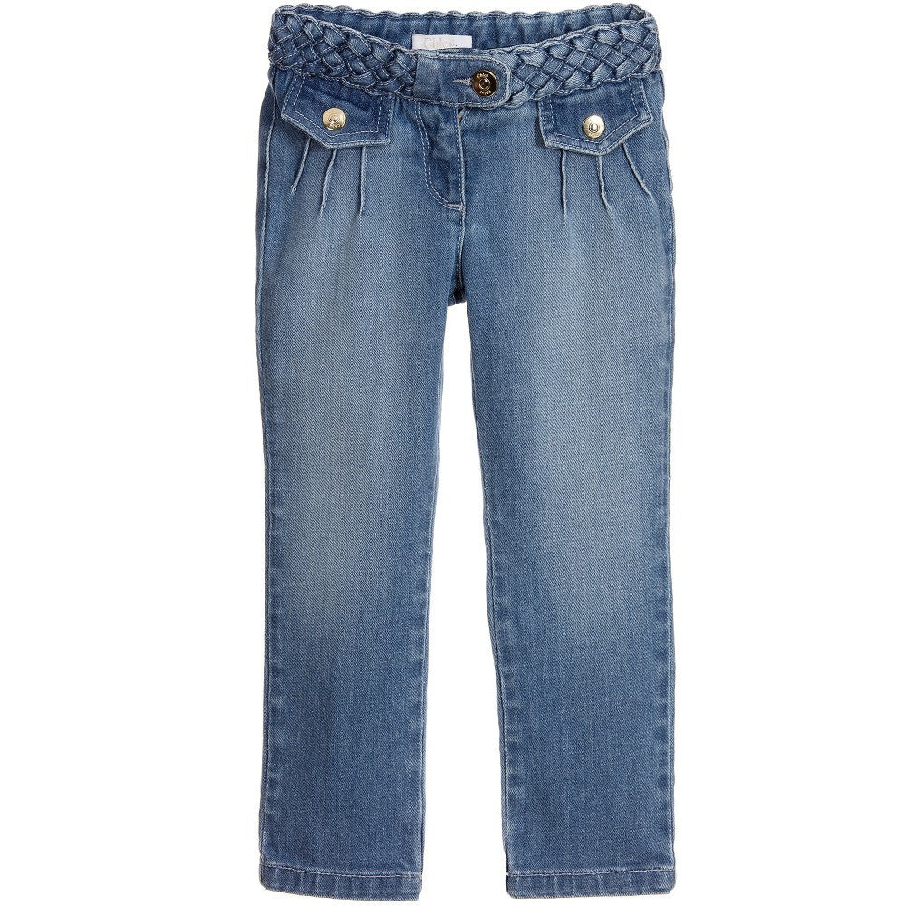 Girls Blue Denim Cotton Jersey Jeans