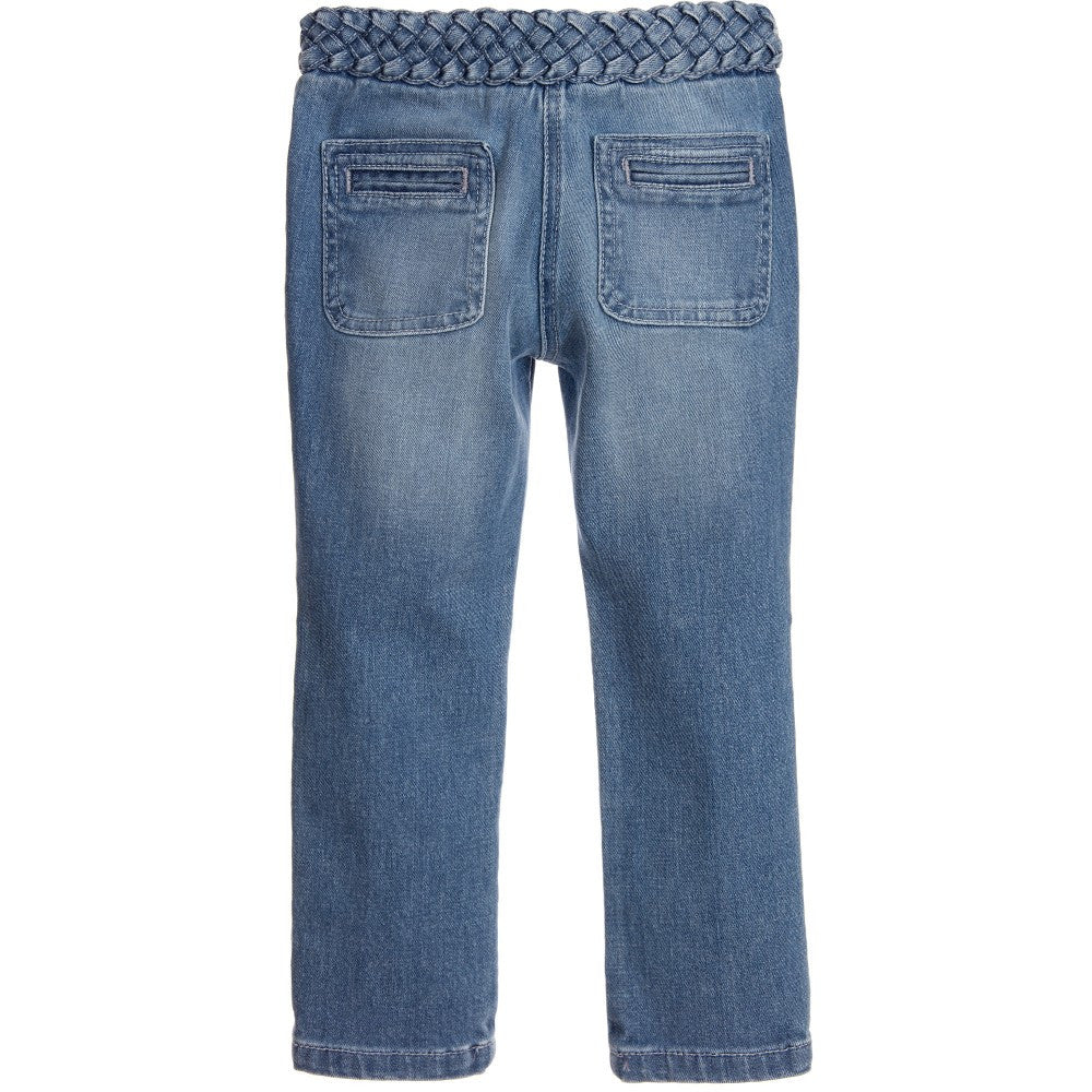 Girls Blue Denim Cotton Jersey Jeans