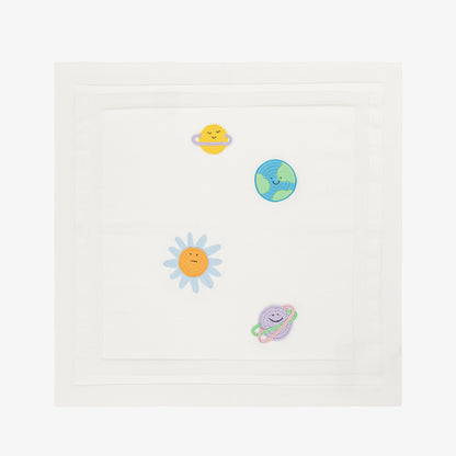 婴儿象牙白星球针织棉毯子(78cm)