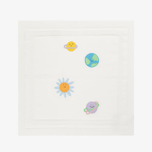 婴儿象牙白星球针织棉毯子(78cm)