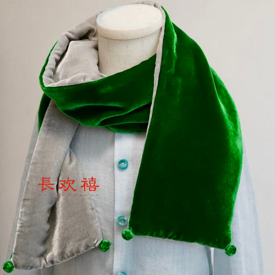 精灵灰翡翠绿"暖乎乎"围巾