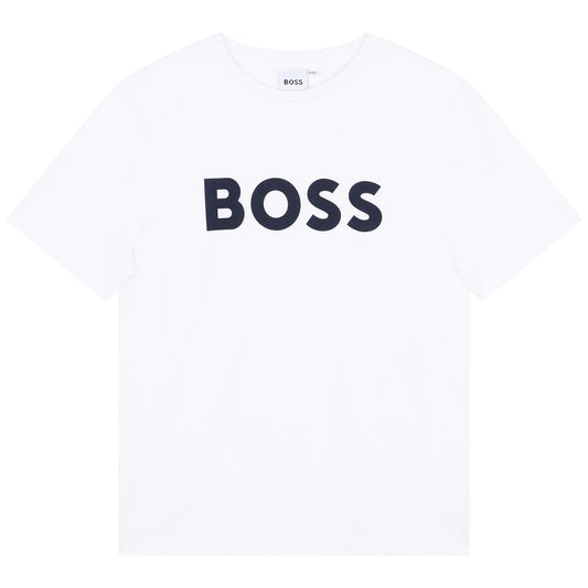 男童白色Logo棉T恤
