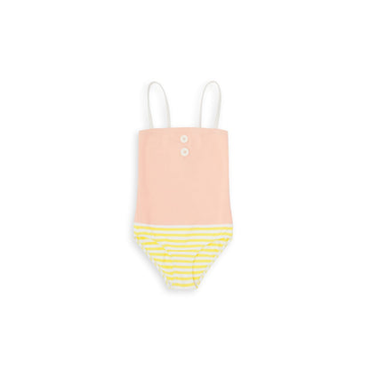 Girls Ray Jaune & Pink Stripes Swimsuit