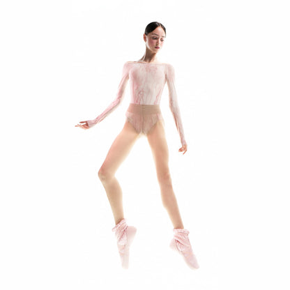 女士浅粉色船领芭蕾舞连体衣