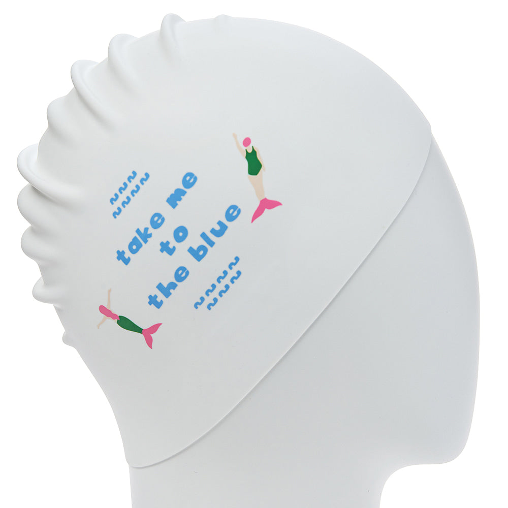 白色Logo硅胶游泳帽