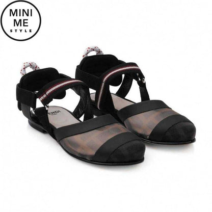 Girls Black & Beige FF Slingback Shoes