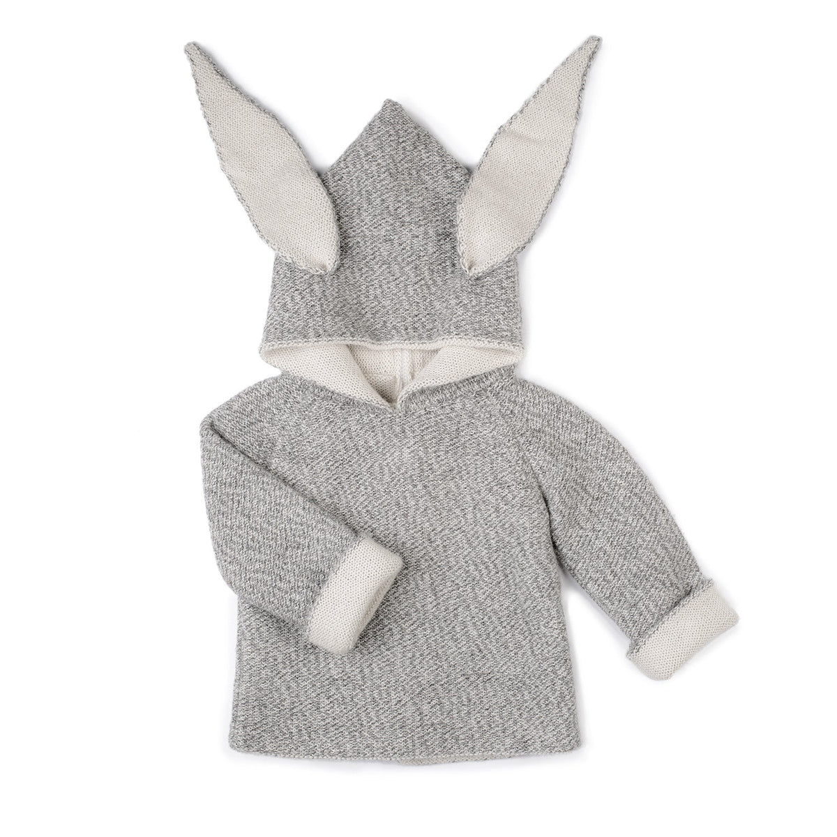 Baby Grey  Alpaca Hooded Sweatshirt With Rabbit Ears