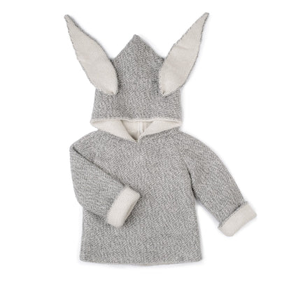 Baby Grey  Alpaca Hooded Sweatshirt With Rabbit Ears