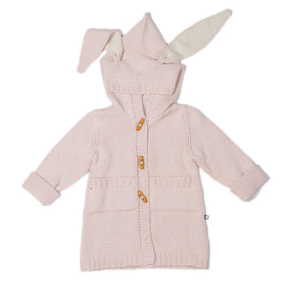 Girls Light Pink Bunny Toggle Sweater