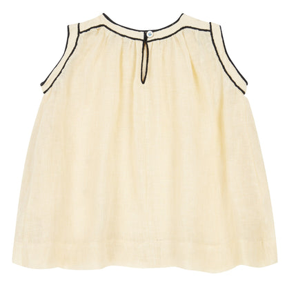 女婴米色刺绣连衣裙套装