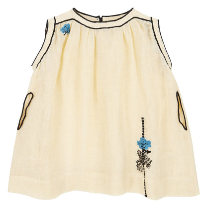 女婴米色刺绣连衣裙套装