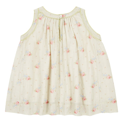 女婴粉色花朵棉连衣裙