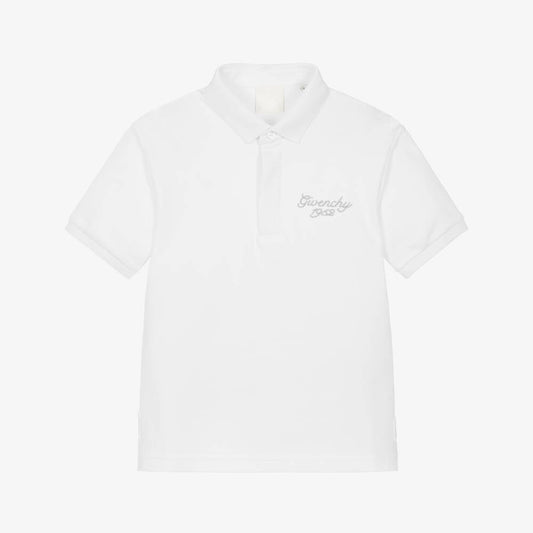 男童白色棉Polo衫