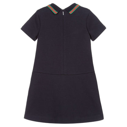 Girls Blue Classic Cotton Dress