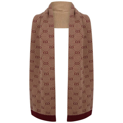 Burgundy Wool & Cotton GG Scarf