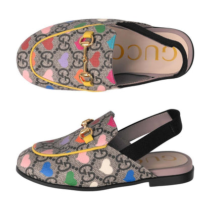 Girls Beige GG Heart Slingback Shoes
