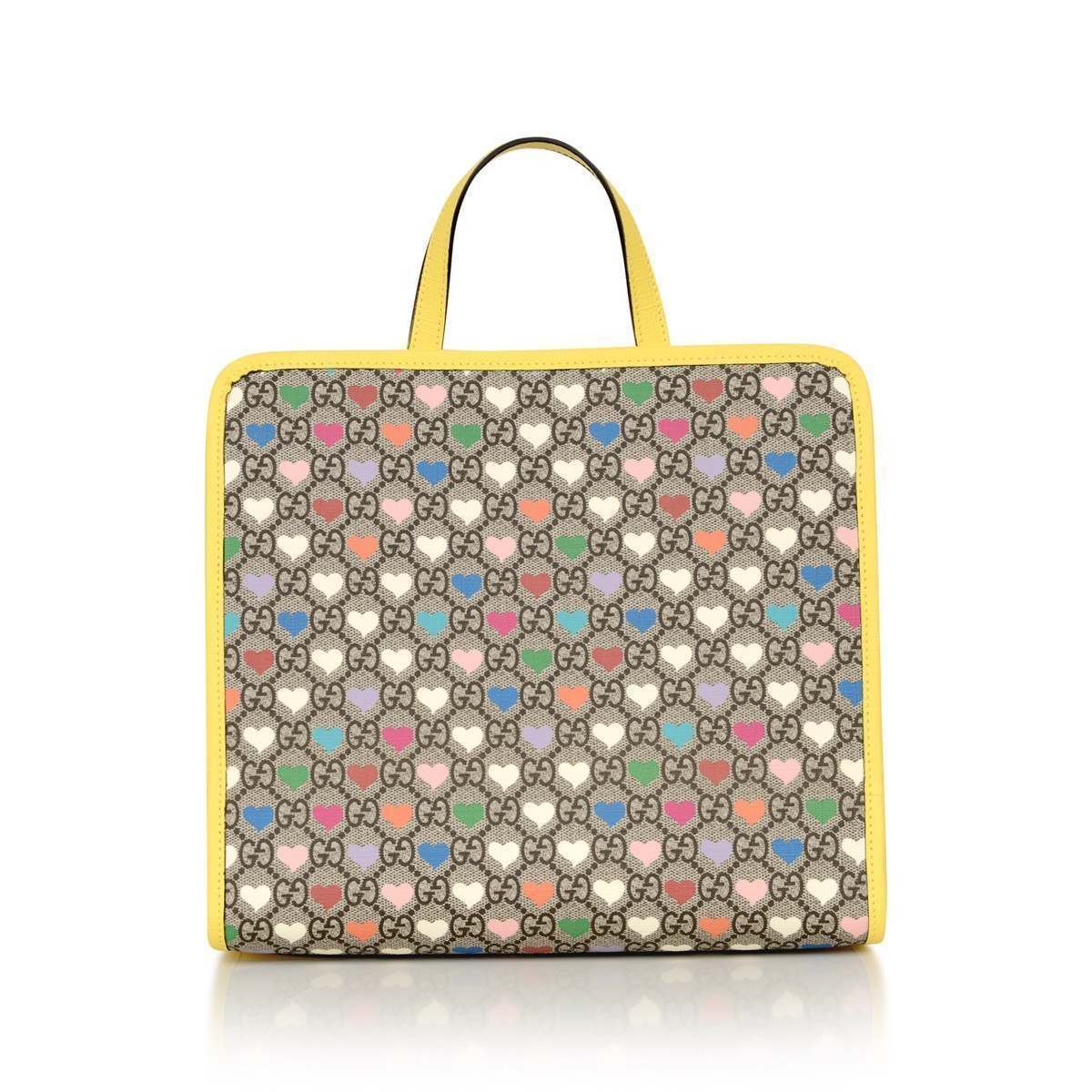 Girls Beige GG Hearts Tote Bag (Width 28.5cm)
