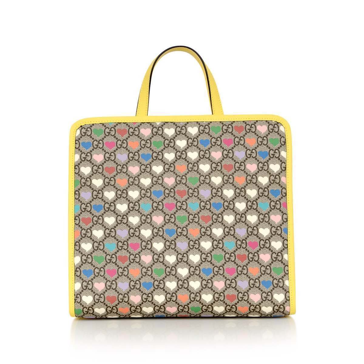 Girls Beige GG Hearts Tote Bag (Width 28.5cm)