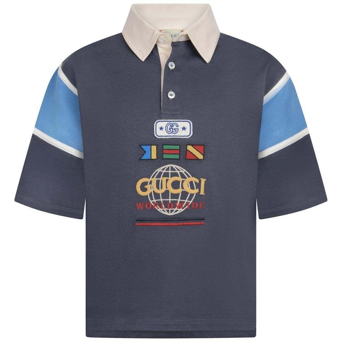 Boys Grey Cotton Jersey Polo Top