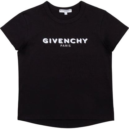 Girls Black Logo Cotton T-Shirt