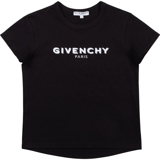 Girls Black Logo Cotton T-Shirt