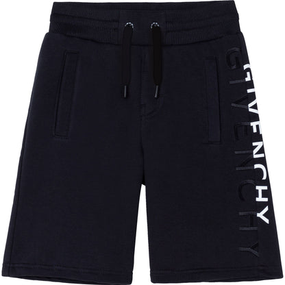 Boys Navy Logo Cotton Shorts