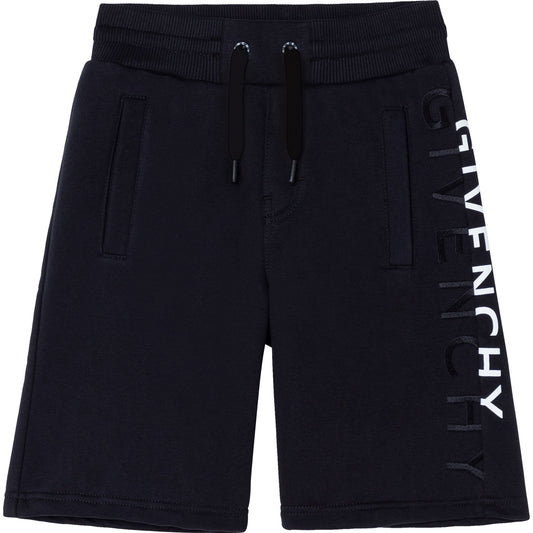 Boys Navy Logo Cotton Shorts