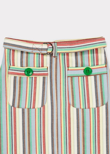 女童彩色条纹短裙