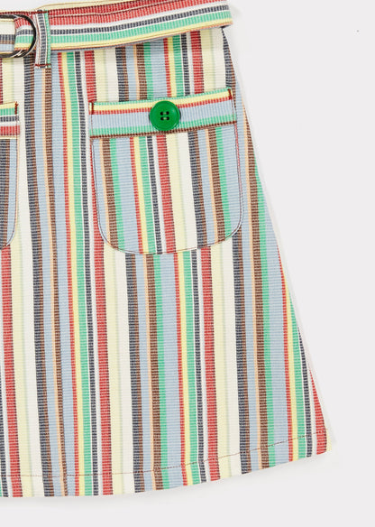 女童彩色条纹短裙