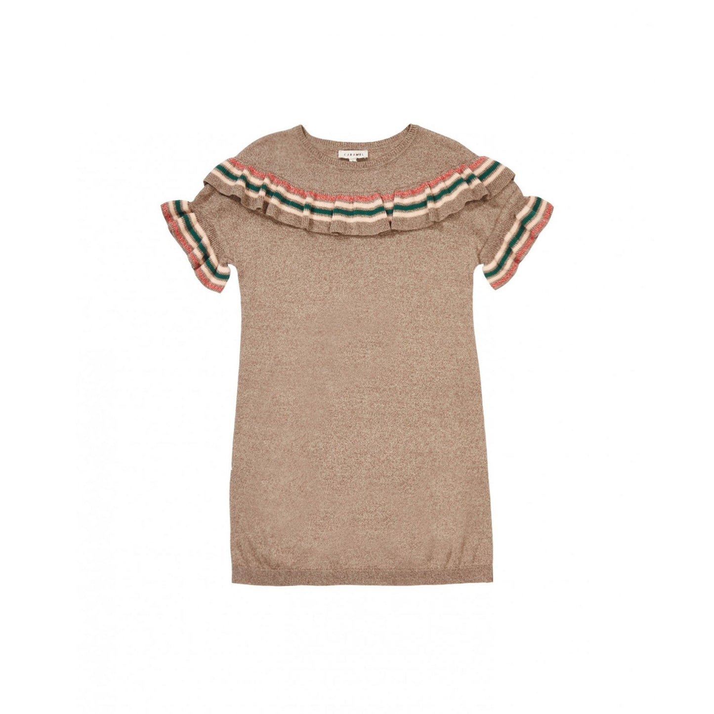 Girls Mocha Cotton Knitwear Dress