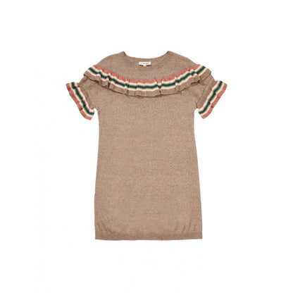 Girls Mocha Cotton Knitwear Dress