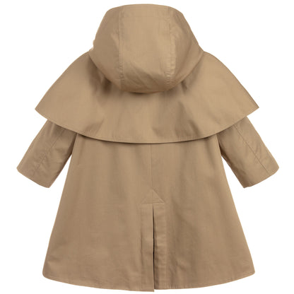 Girls Beige Cotton Coat