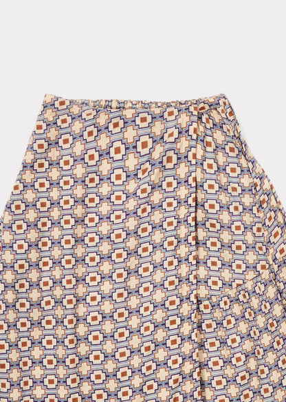 Girls Kaleido Blue Cotton Woven Skirt