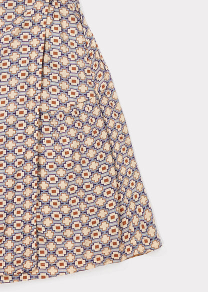 Girls Kaleido Blue Cotton Woven Skirt