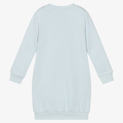 女童蓝色小熊卫衣连衣裙