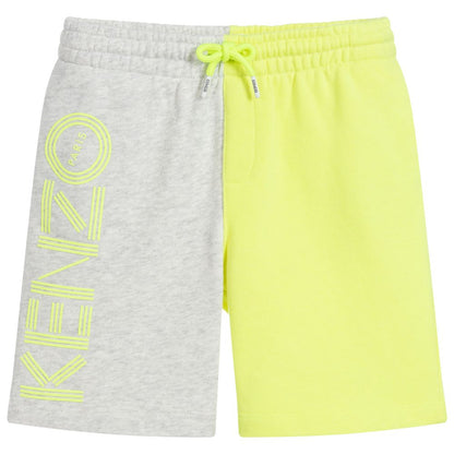 Boys Grey & Neon Yellow Logo Shorts