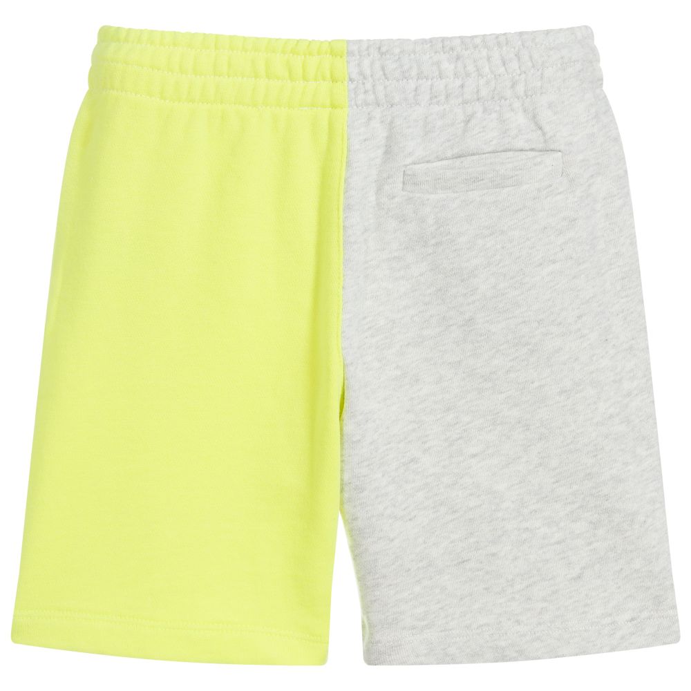 Boys Grey & Neon Yellow Logo Shorts