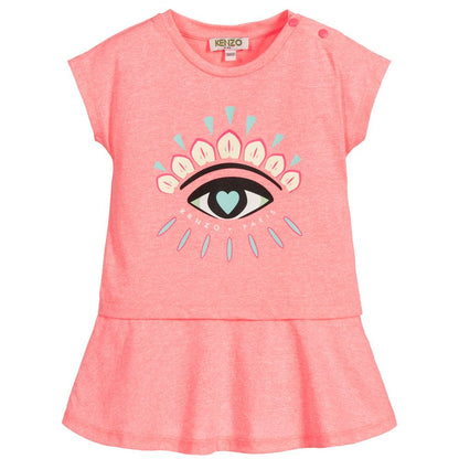 Baby Girls Neon Pink Cotton Dress