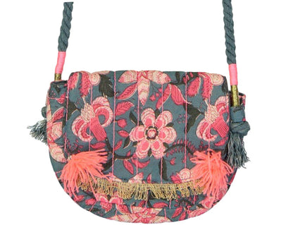 Girls Blue Flower  Cotton Bag