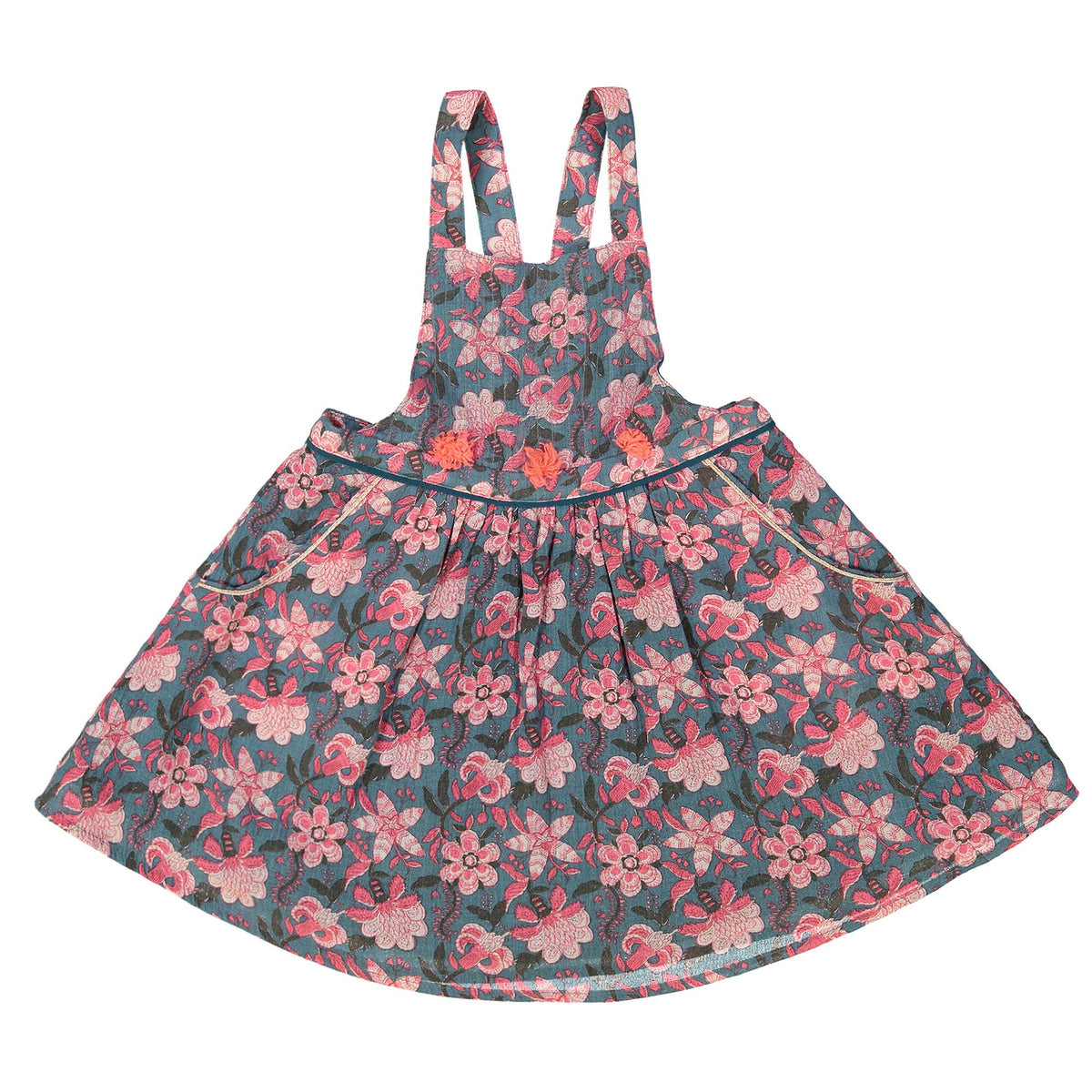 Girls Blue Flower Cotton Dresse