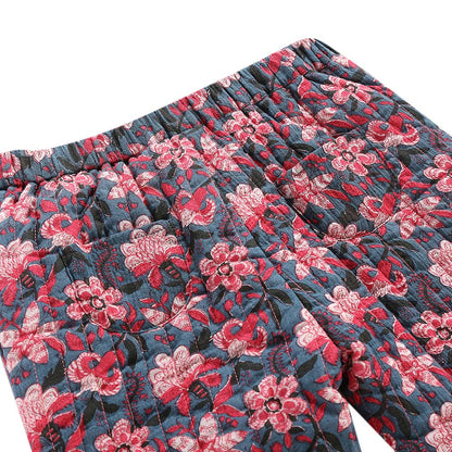 Girls Blue Flower Cotton Trousers