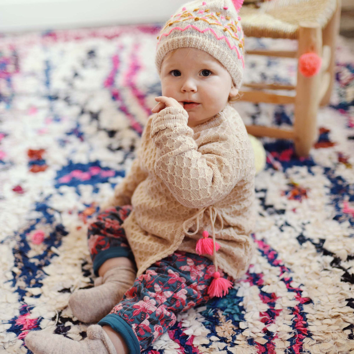 Girls Blue Flower Cotton Trousers