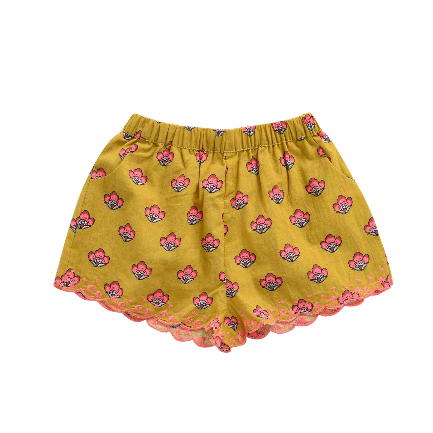 Girls Safran Flowers Cotton Shorts