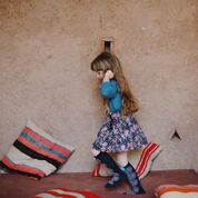 Girls Blue Flower Cotton Skirt