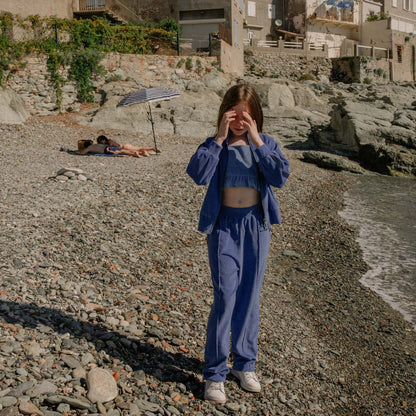 儿童蓝色棉长裤